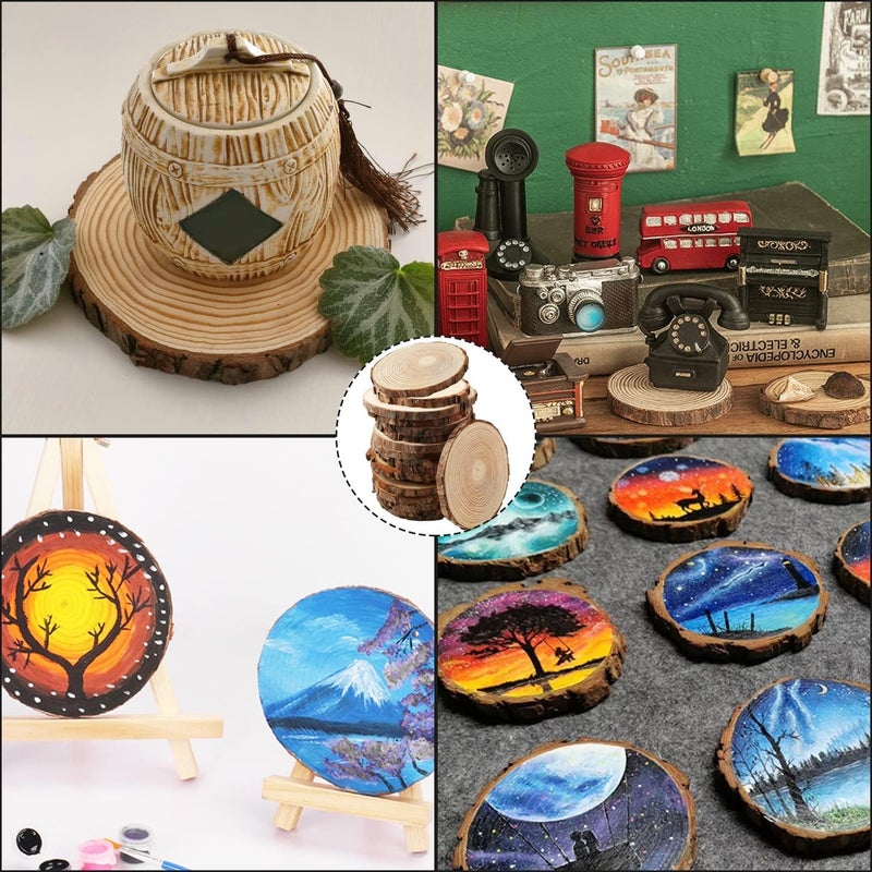 FSWCCK 17 PCS Unfinished Wood Slices for Centerpieces - 5.1-5.5 Inch,Round Natural Discs with Tree Bark, Wooden Cookies Circles for Crafts Christmas Ornaments, Rustic Wedding Decor,Table Decoration - Image 5